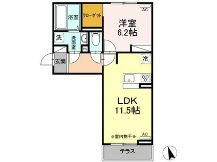 セジュール御所野(1LDK/2階)の間取り写真