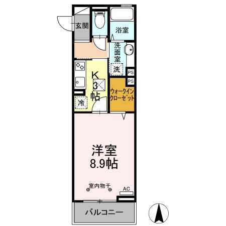 ヴィオコート 平田(1K/2階)の間取り写真