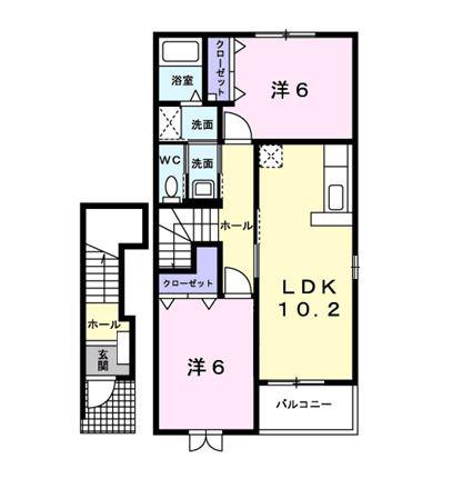 デルソーレC(2LDK/2階)の間取り写真