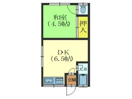 セントラルハイツ北浜町(1DK/2階)の間取り写真
