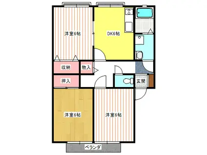 グリーンハイツ A(3DK/2階)の間取り写真