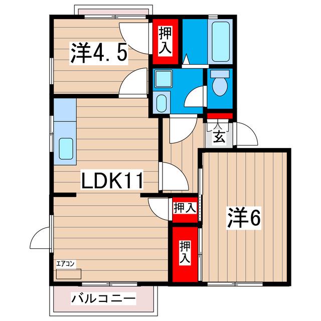 タジリ シーサイドヴィラB(2LDK/1階)の間取り写真