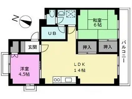 グランドマンション鷺高II(2LDK/3階)の間取り写真