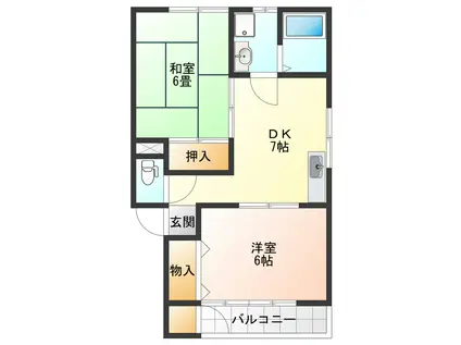 ユートピアE(2DK/1階)の間取り写真