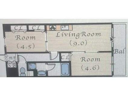 フォルトゥーナ北梅田(2LDK/3階)の間取り写真