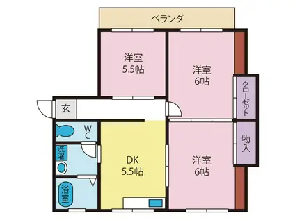 川口コーポ(3DK/2階)の間取り写真
