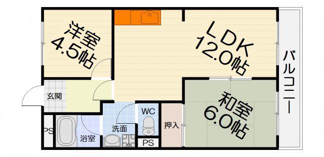 チェリーガーデン(2LDK/2階)の間取り写真