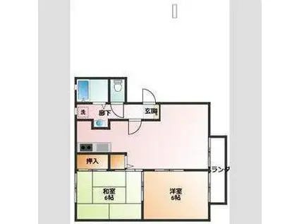 セントラルアイラPARTII A棟(2LDK/1階)の間取り写真