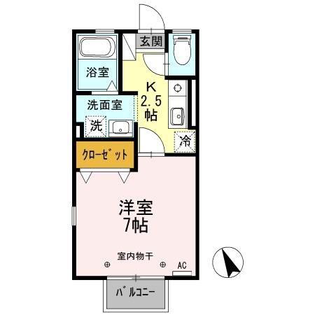 ソフィア(1K/1階)の間取り写真