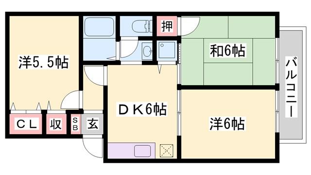 シャルマンイワイ(3DK/2階)の間取り写真