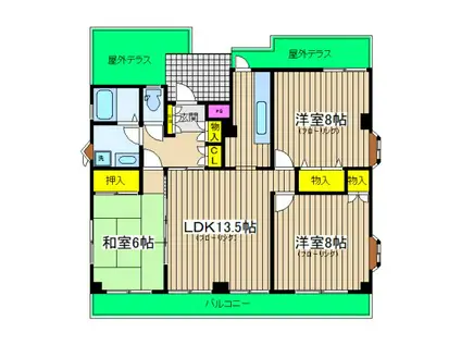 メゾンアタカ(3LDK/4階)の間取り写真