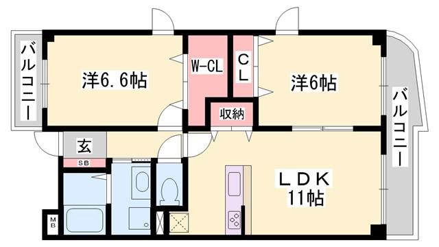 メゾンドフレール(2LDK/2階)の間取り写真