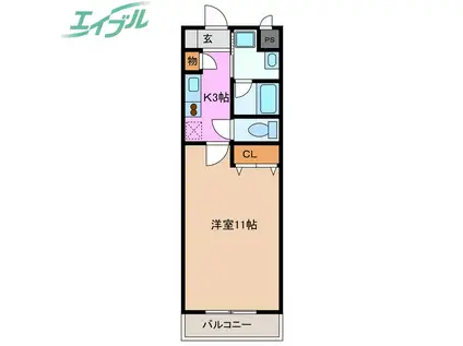 セレッソIKUWA(1K/1階)の間取り写真