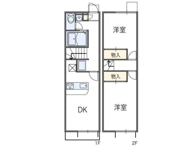 レオパレスラダックB(2DK/1階)の間取り写真