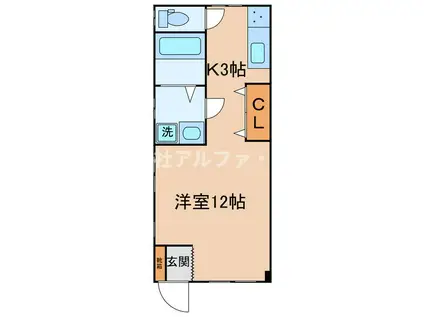 LEEZEN常磐(1K/3階)の間取り写真