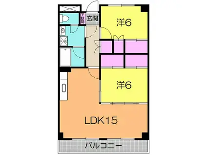 森ハイツ(2LDK/3階)の間取り写真