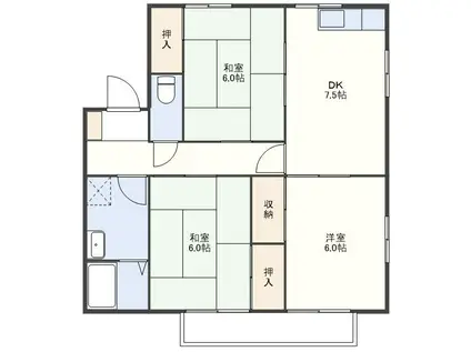 はるの城ハイムA棟(3DK/2階)の間取り写真