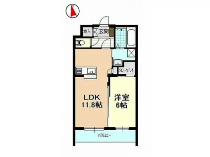 棒屋第17住吉ハイツ(1LDK/3階)の間取り写真