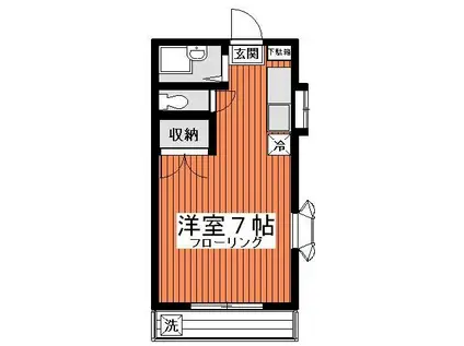 コスモハイムI(1K/2階)の間取り写真