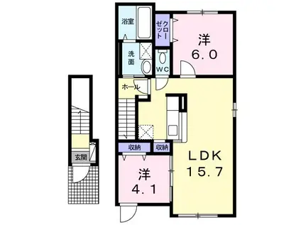 ガーディノディルースII(2LDK/2階)の間取り写真