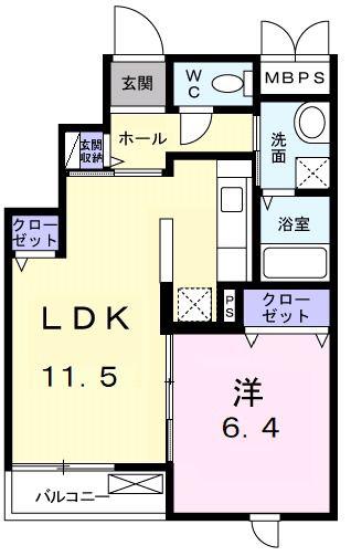 キーウィ(1LDK/3階)の間取り写真