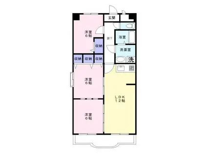 リバーパーク植田東(3LDK/6階)の間取り写真