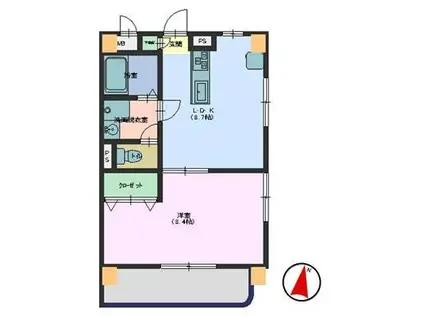 リヴェール中央(1LDK/2階)の間取り写真
