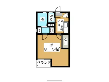 クレフラスト幸町C(1K/1階)の間取り写真