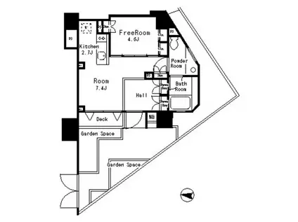 MFPRコート目黒南(1K/1階)の間取り写真