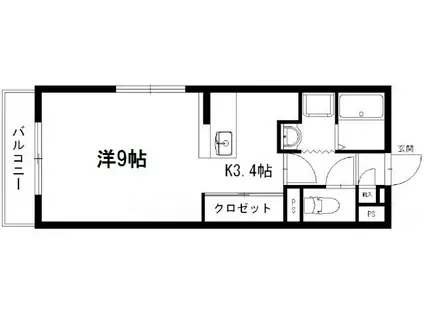 カルミア(1K/1階)の間取り写真