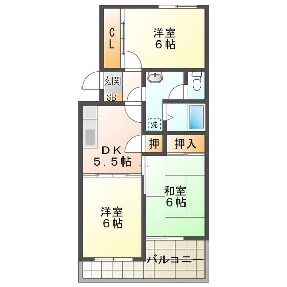 ホワイトピア江島台(3DK/2階)の間取り写真