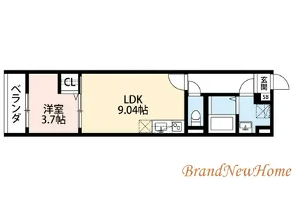 GNOSIS中長尾(1LDK/2階)の間取り写真
