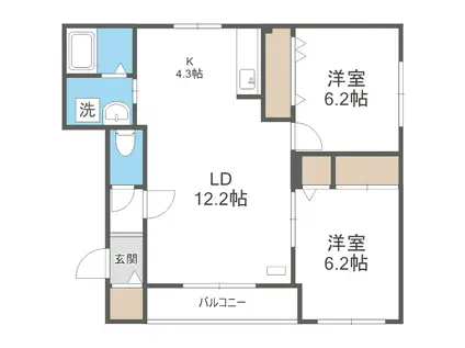 エクセル金野(2LDK/2階)の間取り写真