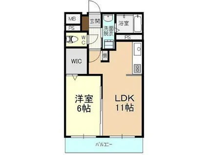ムゲンハイツ下戸祭(1LDK/4階)の間取り写真