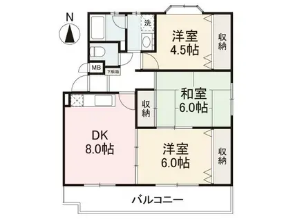 リッチアイランドII(3DK/2階)の間取り写真