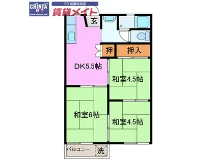 石津ハイツ(3DK/2階)の間取り写真