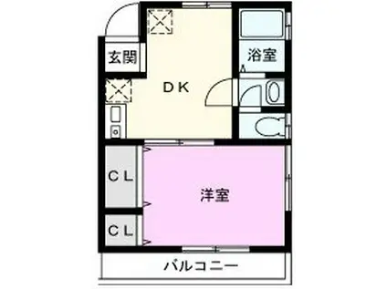 峰ハイツ(1DK/2階)の間取り写真