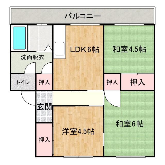 グランマップス春日(3DK/2階)の間取り写真