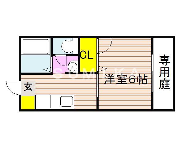 ネストI(1K/1階)の間取り写真
