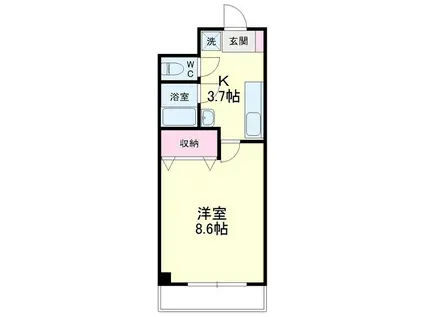 ライフ第6マンション藤枝駅前(1K/3階)の間取り写真