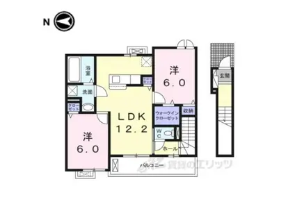 アンジュヴェールⅠ(2LDK/2階)の間取り写真