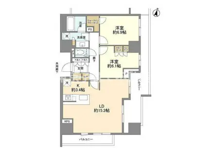 ブランズ本郷(2LDK/5階)の間取り写真