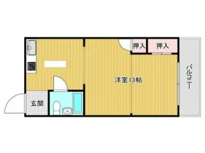 戸田ハイツ(ワンルーム/3階)の間取り写真