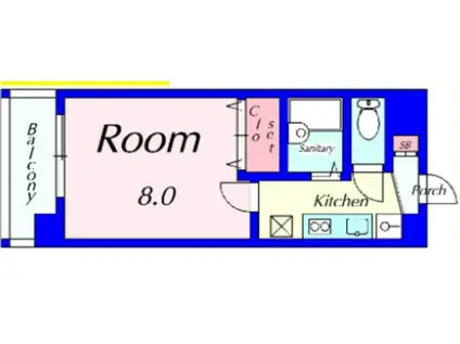 グリーンメイプル衣笠(1K/6階)の間取り写真