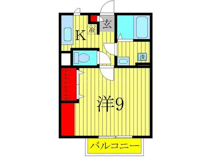 ヒルズ手賀の杜(1K/2階)の間取り写真