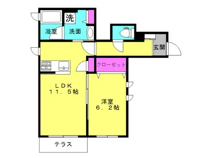 サザンクロス(1LDK/1階)の間取り写真