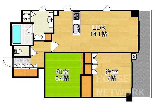 ゼファー京都上長者町通(2LDK/1階)の間取り写真