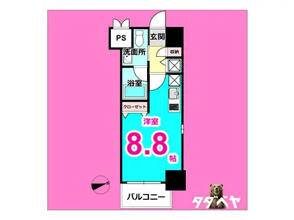 GLANZ(ワンルーム/7階)の間取り写真