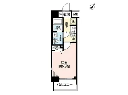 プレール・ドゥーク東京CANAL(1K/4階)の間取り写真