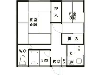 板倉アパート(2K/1階)の間取り写真
